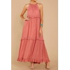 image:imageRVivimos Womens Summer Dress Sleeveless Halter Layered Ruffles Casual Boho Flowy Maxi DressPink