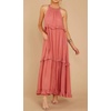 image:imageRVivimos Womens Summer Dress Sleeveless Halter Layered Ruffles Casual Boho Flowy Maxi DressPink