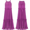 image:imageRVivimos Womens Summer Dress Sleeveless Halter Layered Ruffles Casual Boho Flowy Maxi DressPurple Red