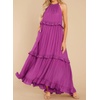 image:imageRVivimos Womens Summer Dress Sleeveless Halter Layered Ruffles Casual Boho Flowy Maxi DressPurple Red