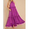 image:imageRVivimos Womens Summer Dress Sleeveless Halter Layered Ruffles Casual Boho Flowy Maxi DressPurple Red