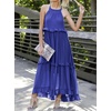 image:imageRVivimos Womens Summer Dress Sleeveless Halter Layered Ruffles Casual Boho Flowy Maxi DressRoyal Blue