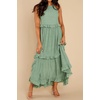 image:imageRVivimos Womens Summer Dress Sleeveless Halter Layered Ruffles Casual Boho Flowy Maxi DressSage Green