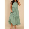 image:imageRVivimos Womens Summer Dress Sleeveless Halter Layered Ruffles Casual Boho Flowy Maxi DressSage Green