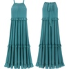 image:imageRVivimos Womens Summer Dress Sleeveless Halter Layered Ruffles Casual Boho Flowy Maxi DressTeal