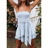 image:imageRVivimos Womens Summer Linen Ruffles Boho Casual Tube Playsuits Short Jumpsuit RompersStyle1blue