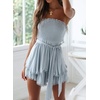 image:imageRVivimos Womens Summer Linen Ruffles Boho Casual Tube Playsuits Short Jumpsuit RompersStyle1blue