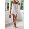 image:imageRVivimos Womens Summer Linen Ruffles Boho Casual Tube Playsuits Short Jumpsuit RompersStyle1white