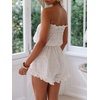 image:imageRVivimos Womens Summer Linen Ruffles Boho Casual Tube Playsuits Short Jumpsuit RompersStyle2white