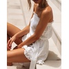 image:imageRVivimos Womens Summer Linen Ruffles Boho Casual Tube Playsuits Short Jumpsuit RompersStyle2white