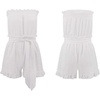 image:imageRVivimos Womens Summer Linen Ruffles Boho Casual Tube Playsuits Short Jumpsuit RompersStyle2white
