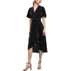 image:imageRVivimos Womens Velvet Pleated Wrap Tie Waist Elegant Flowy Party Plus Size Midi DressesBlack Belt