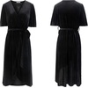 image:imageRVivimos Womens Velvet Pleated Wrap Tie Waist Elegant Flowy Party Plus Size Midi DressesBlack Belt