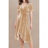 image:imageRVivimos Womens Velvet Pleated Wrap Tie Waist Elegant Flowy Party Plus Size Midi DressesChampagneW