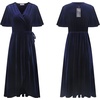 image:imageRVivimos Womens Velvet Pleated Wrap Tie Waist Elegant Flowy Party Plus Size Midi DressesNavy Blue Wrap