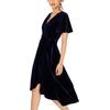 image:imageRVivimos Womens Velvet Pleated Wrap Tie Waist Elegant Flowy Party Plus Size Midi DressesNavy Blue Wrap