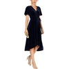 image:imageRVivimos Womens Velvet Pleated Wrap Tie Waist Elegant Flowy Party Plus Size Midi DressesNavy Blue Wrap