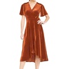 image:imageRVivimos Womens Velvet Pleated Wrap Tie Waist Elegant Flowy Party Plus Size Midi DressesRustbrownW