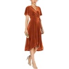 image:imageRVivimos Womens Velvet Pleated Wrap Tie Waist Elegant Flowy Party Plus Size Midi DressesRustbrownW