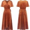 image:imageRVivimos Womens Velvet Pleated Wrap Tie Waist Elegant Flowy Party Plus Size Midi DressesRustbrownW