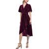 image:imageRVivimos Womens Velvet Pleated Wrap Tie Waist Elegant Flowy Party Plus Size Midi DressesWine Red Belt