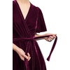 image:imageRVivimos Womens Velvet Pleated Wrap Tie Waist Elegant Flowy Party Plus Size Midi DressesWine Red Belt
