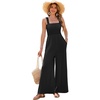 image:imageRVivimos Jumpsuits for Women Summer Cotton Sleeveless Smocked Casual One Piece Vacation Wide Leg Long Rompers with PocketsBlack