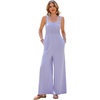image:imageRVivimos Jumpsuits for Women Summer Cotton Sleeveless Smocked Casual One Piece Vacation Wide Leg Long Rompers with PocketsPurple
