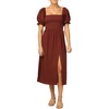 image:imageRVivimos Summer Dress for Women Cotton Plaid Puff Sleeves Casual OffShoulder Boho Side Slit Midi DressRustred