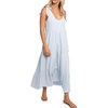 image:imageRVivimos Womens Summer Casual Beach Midi Dress Cotton Linen Sleeveless Adjustable Straps Tiered Flowy Dresses with PocketsSky Blue