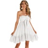 image:imageRVivimos Womens Summer Cotton Boho Beach Sleeveless Tie Front Mini Dress Tube Top DressWhite