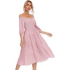 image:imageRVivimos Womens Summer Cotton Lantern Sleeves Ruffled Off Shoulder ALine Midi DressesPink