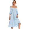 image:imageRVivimos Womens Summer Cotton Lantern Sleeves Ruffled Off Shoulder ALine Midi DressesSkyblue