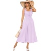image:imageRVivimos Womens Summer Cotton Linen Casual Midi Dresses Elastic Straps Empire Waist ALine Flowy Long Dresses with PocketsLavender