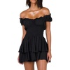 image:imageRVivimos Womens Summer Cotton Puff Sleeves Layered Ruffles Casual Boho Swing Mini DressesBlack