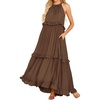 image:imageRVivimos Womens Summer Dress Sleeveless Halter Layered Ruffles Casual Boho Flowy Maxi DressBrown