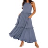 image:imageRVivimos Womens Summer Dress Sleeveless Halter Layered Ruffles Casual Boho Flowy Maxi DressDusty Blue
