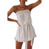 image:imageRVivimos Womens Summer Linen Ruffles Boho Casual Tube Playsuits Short Jumpsuit RompersStyle2white