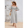image:imageRVivimos Women Summer Half Sleeve Cotton Ruffled Vintage Elegant Backless A Line Flowy Long DressesGray1floral