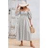 image:imageRVivimos Women Summer Half Sleeve Cotton Ruffled Vintage Elegant Backless A Line Flowy Long DressesGray1floral