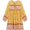 image:imageRVivimos Womens Long Sleeve Floral Casual Print Cotton Mini Tunic DressDark Lemon