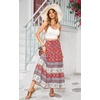 image:imageRVivimos Womens Summer Vintage Floral Print Boho Casual Ruffled Flowy Maxi SkirtAurorared