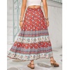 image:imageRVivimos Womens Summer Vintage Floral Print Boho Casual Ruffled Flowy Maxi SkirtAurorared