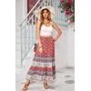 image:imageRVivimos Womens Summer Vintage Floral Print Boho Casual Ruffled Flowy Maxi SkirtAurorared