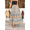 image:imageRVivimos Womens Summer Vintage Floral Print Boho Casual Ruffled Flowy Maxi SkirtBeige
