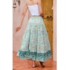 image:imageRVivimos Womens Summer Vintage Floral Print Boho Casual Ruffled Flowy Maxi SkirtBlue Turquoise