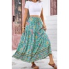 image:imageRVivimos Womens Summer Vintage Floral Print Boho Casual Ruffled Flowy Maxi SkirtGreen2