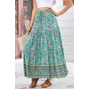 image:imageRVivimos Womens Summer Vintage Floral Print Boho Casual Ruffled Flowy Maxi SkirtGreen2