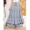 image:imageRVivimos Womens Summer Vintage Floral Print Boho Casual Ruffled Flowy Maxi SkirtLightblue