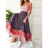 image:imageRVivimos Womens Summer Vintage Floral Print Boho Casual Ruffled Flowy Maxi SkirtNavybluered